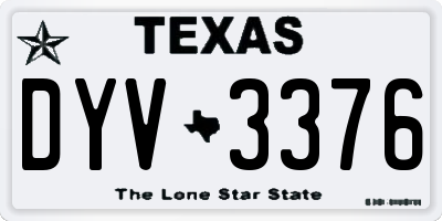 TX license plate DYV3376