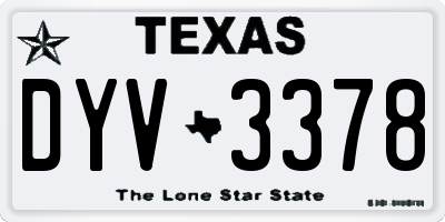 TX license plate DYV3378