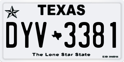 TX license plate DYV3381