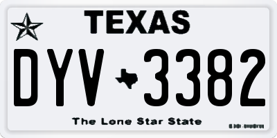 TX license plate DYV3382