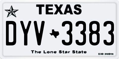 TX license plate DYV3383