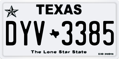 TX license plate DYV3385