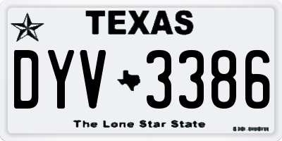 TX license plate DYV3386