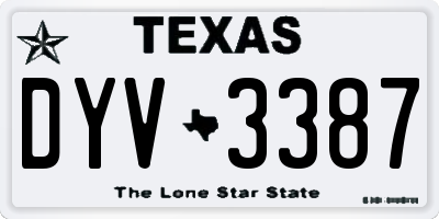 TX license plate DYV3387