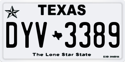 TX license plate DYV3389