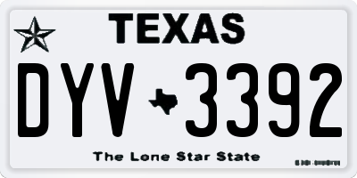 TX license plate DYV3392