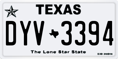 TX license plate DYV3394