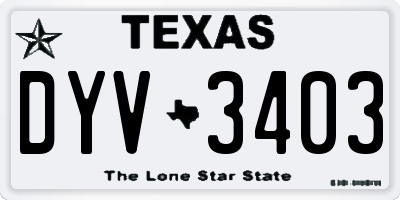 TX license plate DYV3403
