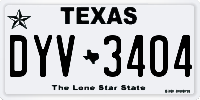 TX license plate DYV3404