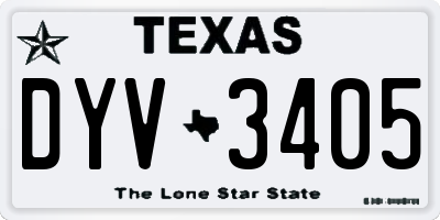 TX license plate DYV3405