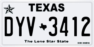 TX license plate DYV3412