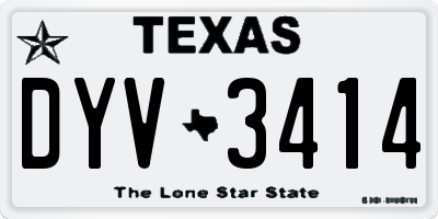 TX license plate DYV3414