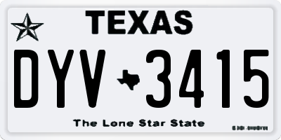 TX license plate DYV3415