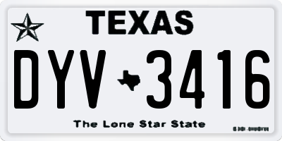 TX license plate DYV3416