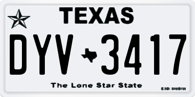TX license plate DYV3417