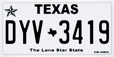 TX license plate DYV3419