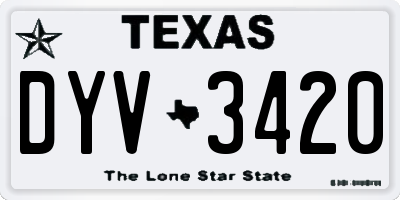 TX license plate DYV3420