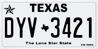 TX license plate DYV3421