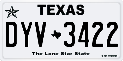 TX license plate DYV3422