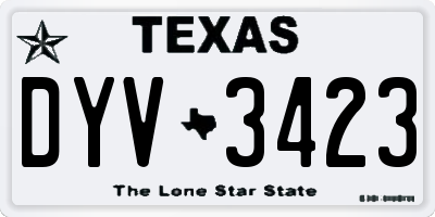 TX license plate DYV3423
