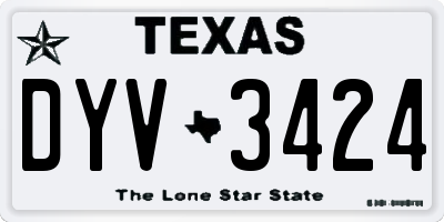 TX license plate DYV3424