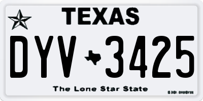 TX license plate DYV3425