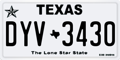 TX license plate DYV3430