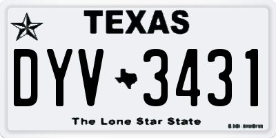 TX license plate DYV3431