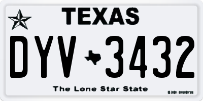TX license plate DYV3432