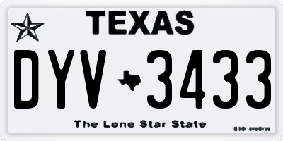 TX license plate DYV3433