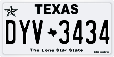 TX license plate DYV3434