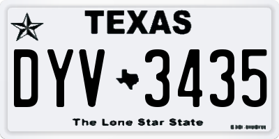 TX license plate DYV3435