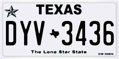TX license plate DYV3436