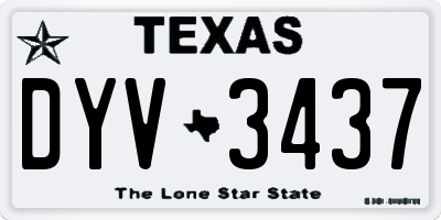 TX license plate DYV3437
