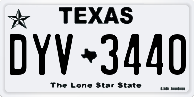 TX license plate DYV3440