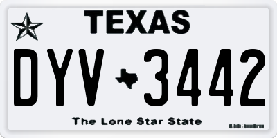 TX license plate DYV3442