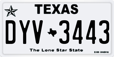 TX license plate DYV3443