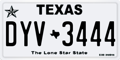 TX license plate DYV3444