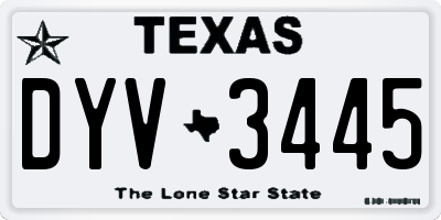 TX license plate DYV3445