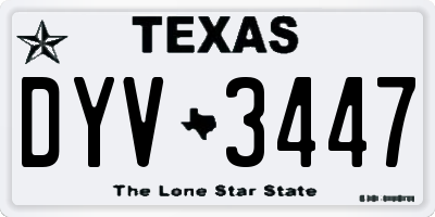 TX license plate DYV3447