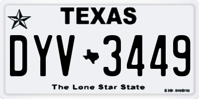 TX license plate DYV3449
