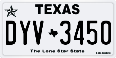 TX license plate DYV3450