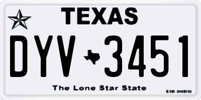 TX license plate DYV3451