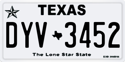 TX license plate DYV3452