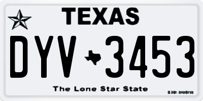 TX license plate DYV3453