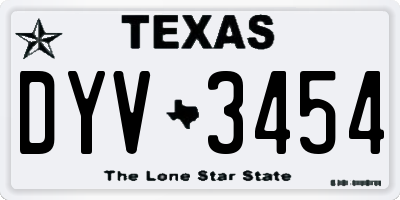 TX license plate DYV3454