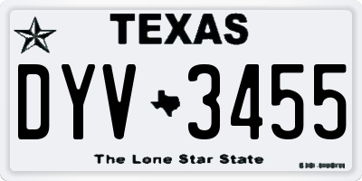 TX license plate DYV3455