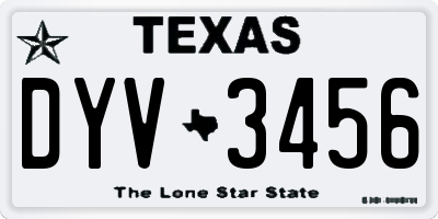 TX license plate DYV3456