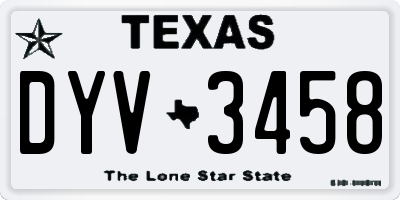 TX license plate DYV3458