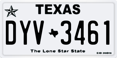 TX license plate DYV3461